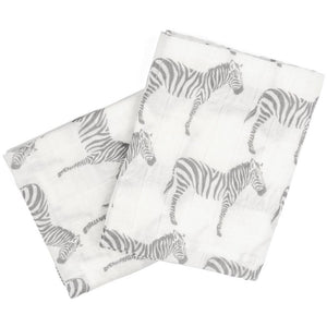 Burp Cloth Bundle - Grey Zebra by Milkbarn-White Pier Gifts