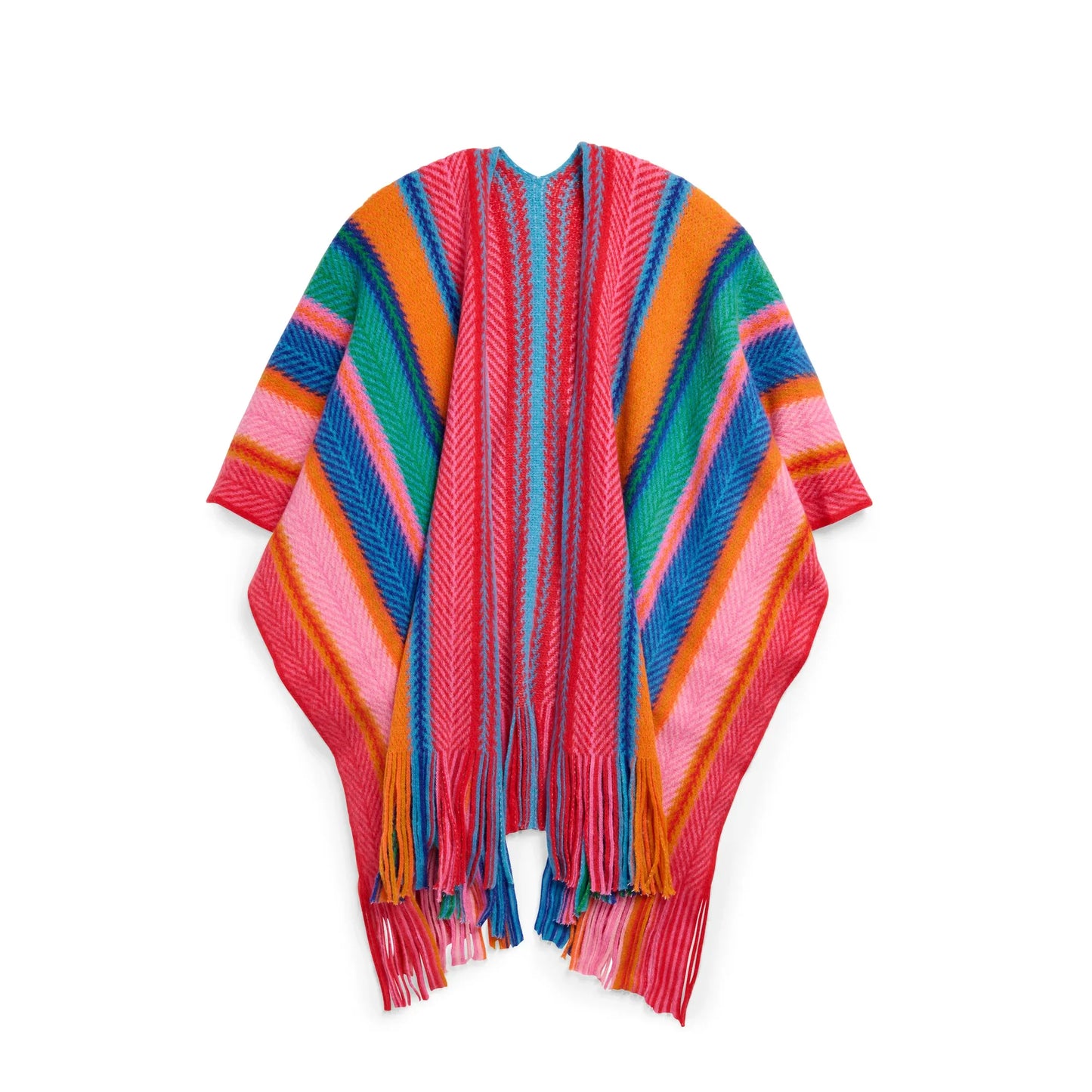 Bright Stripes Fringe Cape