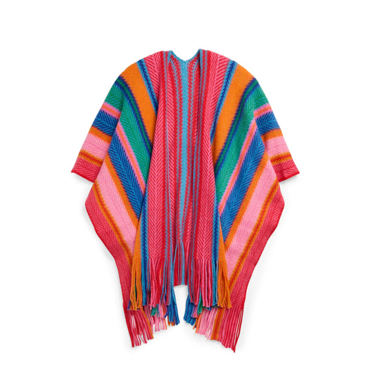 Bright Stripes Fringe Cape