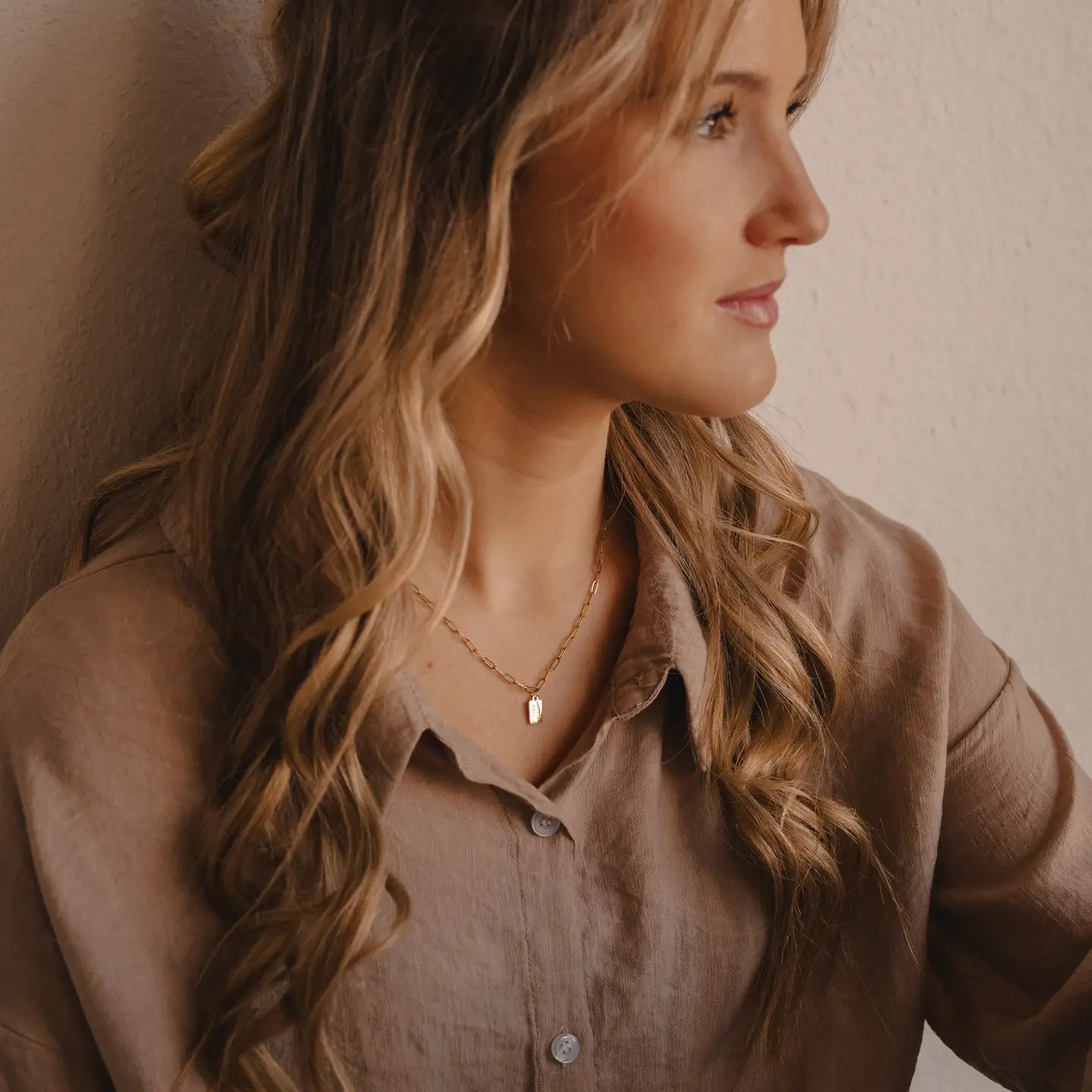 Pray Big Mini Tag Necklace by Dear Heart