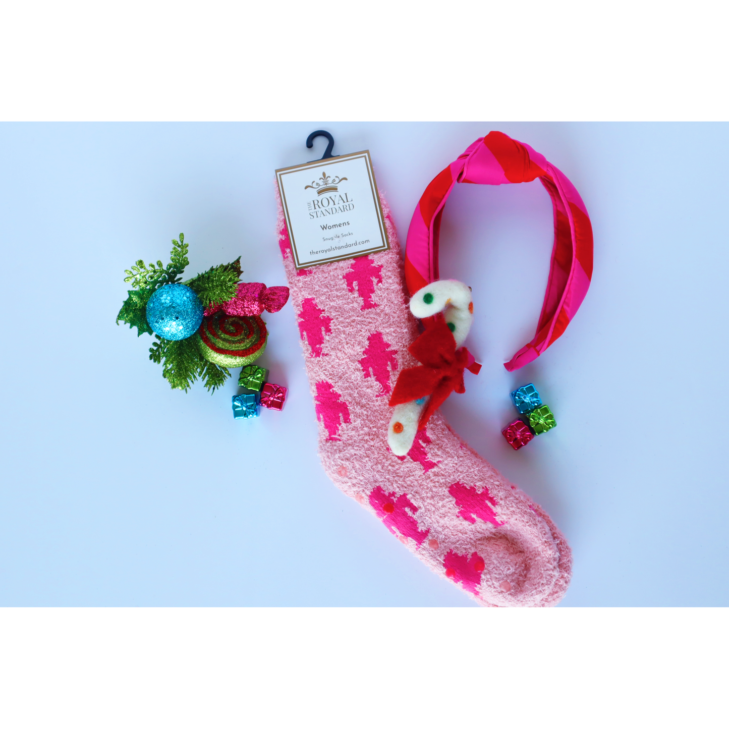 Festive Cozy Gift Set with Headband, Socks & Ornament