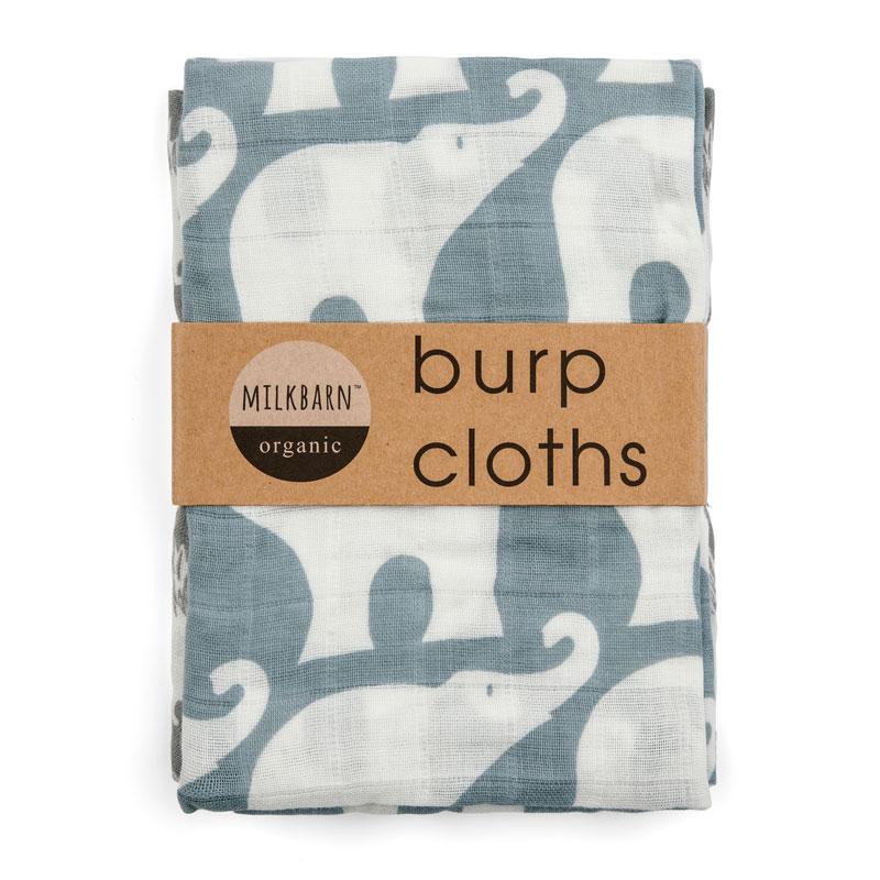 Burp Cloth Bundle - Blue Elephant by Milkbarn-White Pier Gifts