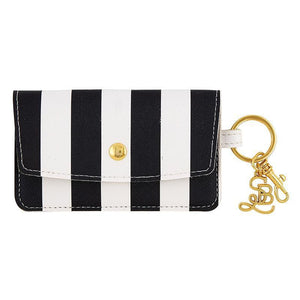 Credit Card Pouch Black & White Stripe- Retail Therapy-White Pier Gifts