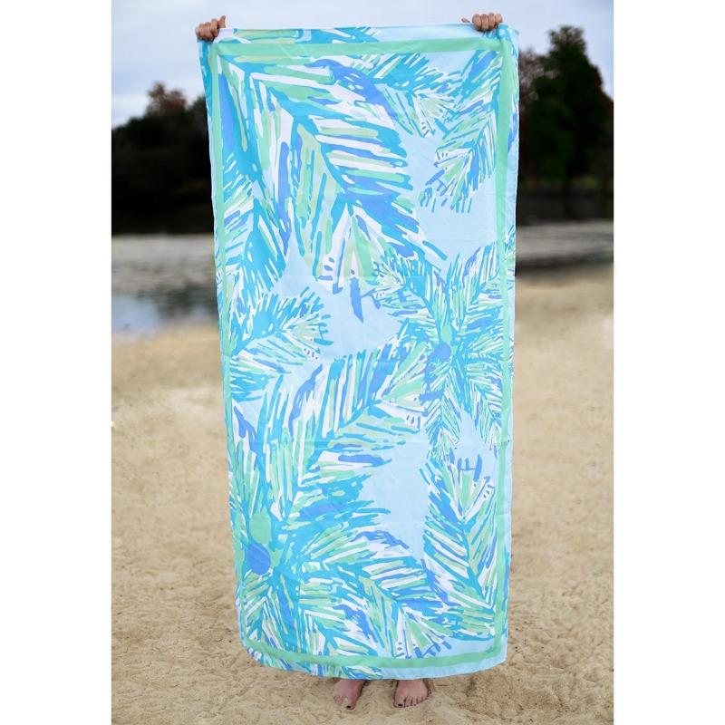 Microfiber Beach Towel in Panama Blue-White Pier Gifts