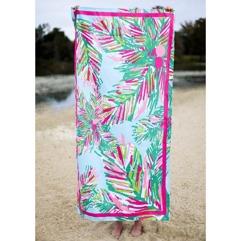 Microfiber Beach Towel in Panama Pink-White Pier Gifts