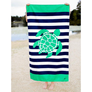 Microfiber Beach Towel in Turtle Stripe-White Pier Gifts