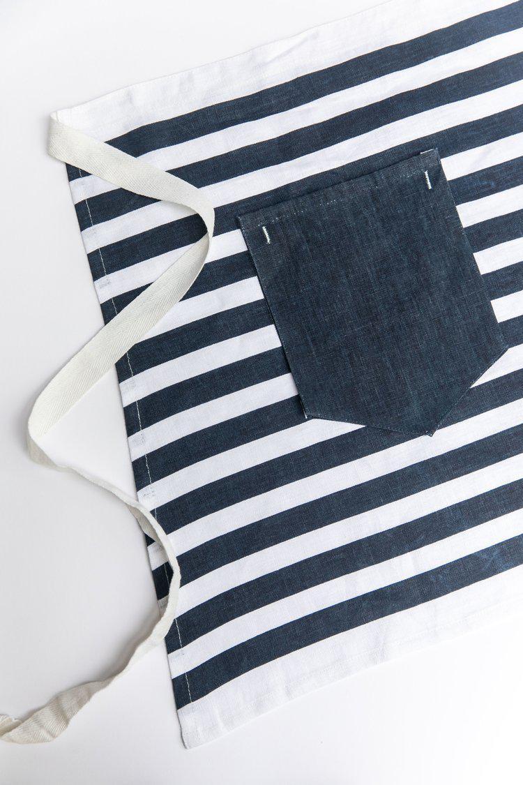 Navy Stripe Waist Apron by Heirloomed Collection-White Pier Gifts