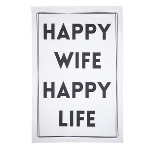 Tea Towel - Happy Wife, Happy Life-White Pier Gifts