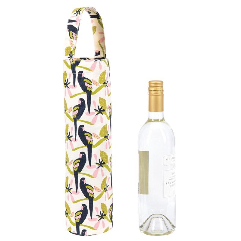 Wine Tote in Tropical Parrot-White Pier Gifts