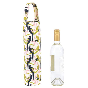 Wine Tote in Tropical Parrot-White Pier Gifts